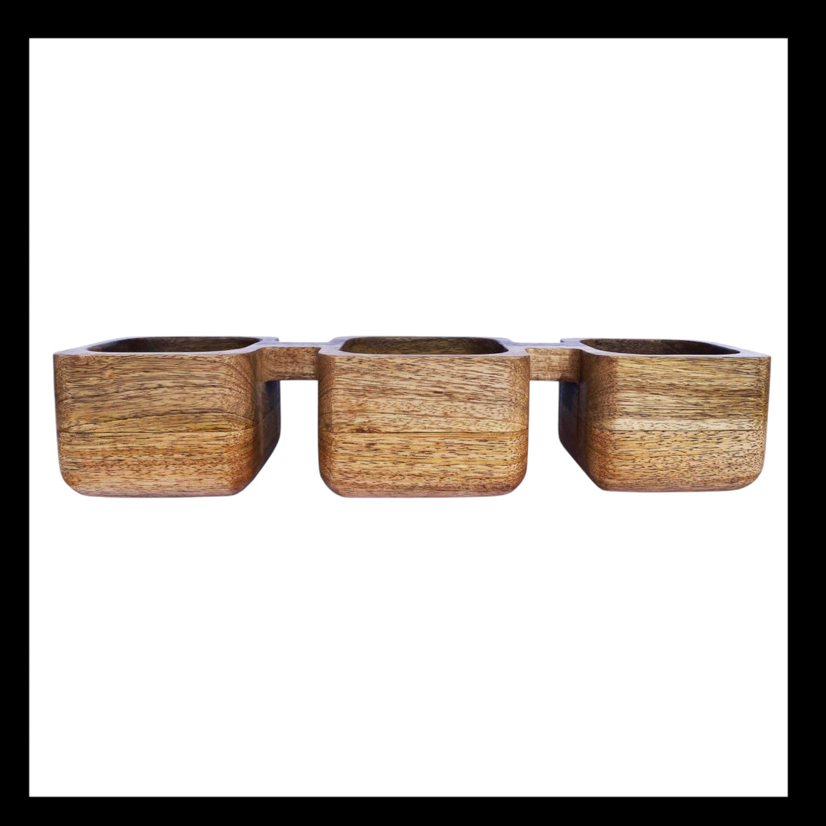 Mango Wood Dish w/ 3 Sections, Natural