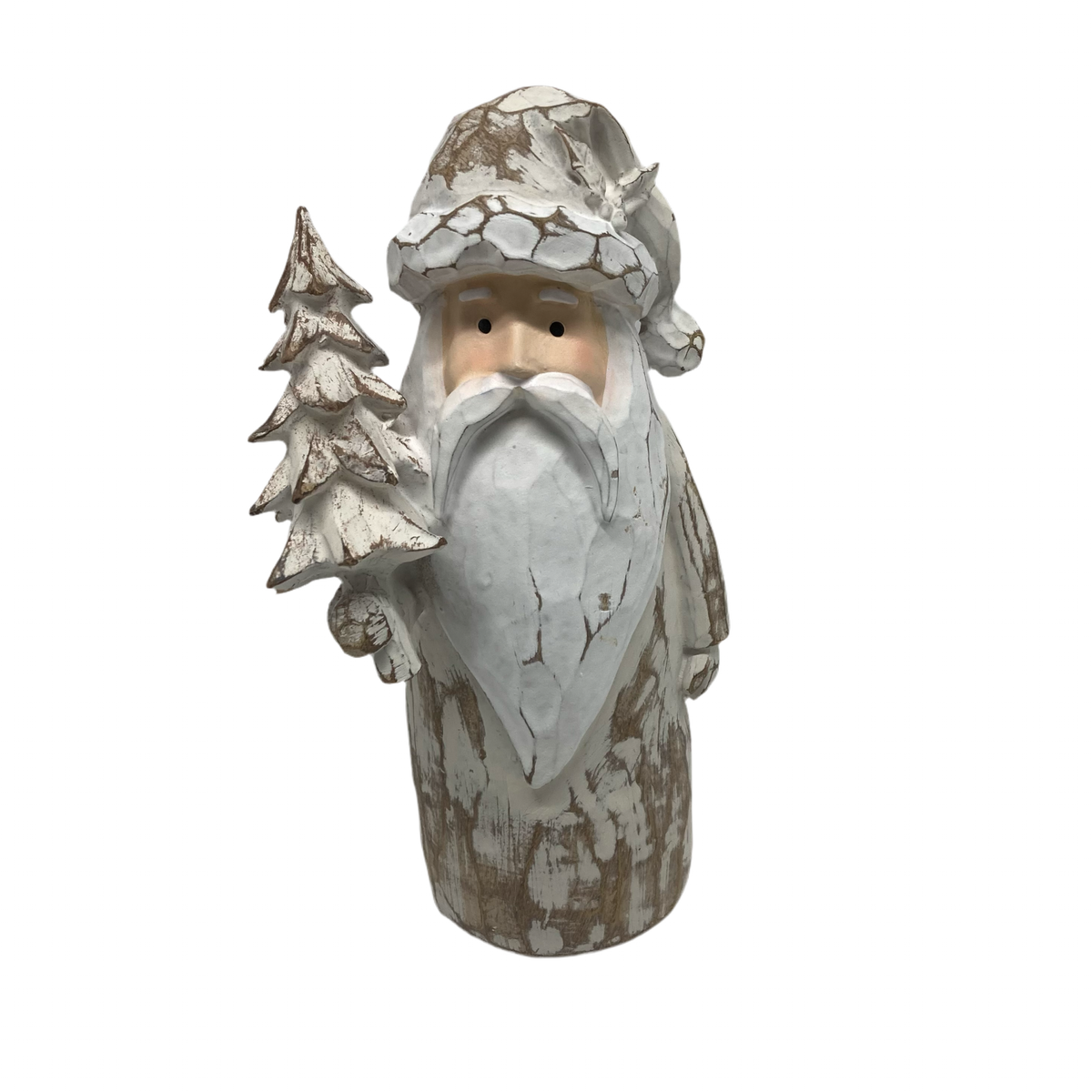 DISTRESSED CARVED SANTA 8IN