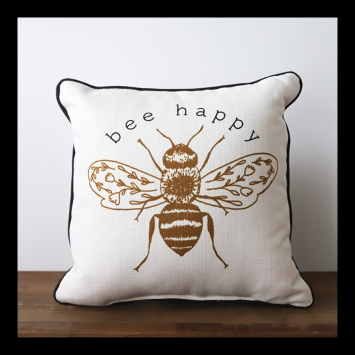 Bee Happy Botanical Bee Pillow – Nature-Inspired Decorative Accent