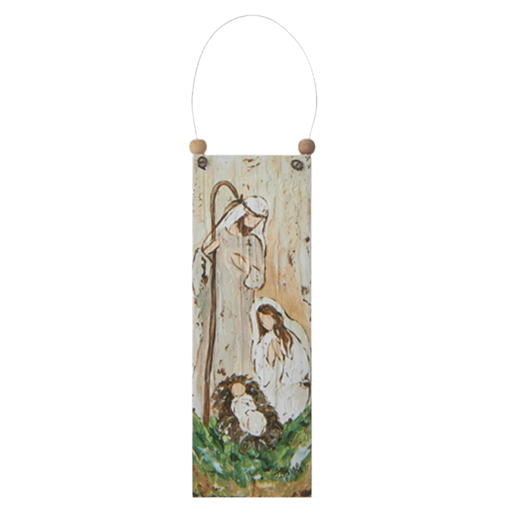 HOLY FAMILY WOOD ORN