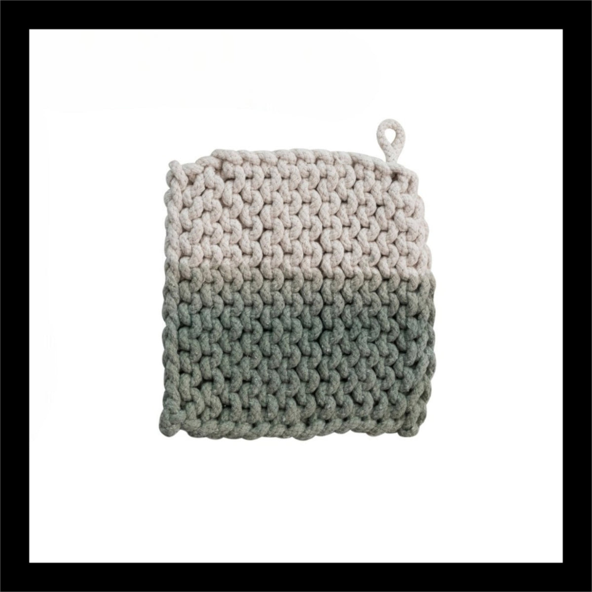 Cotton Crocheted Dip Dyed Pot Holder- Green