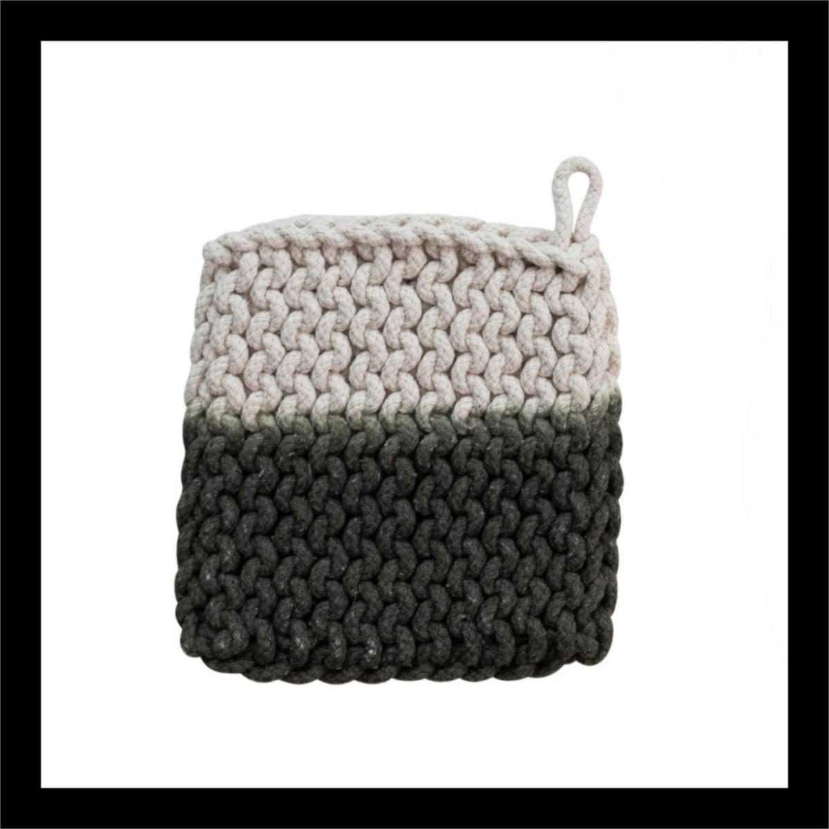 Cotton Crocheted Dip Dyed Pot Holder-Black