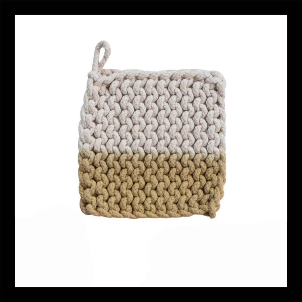 Cotton Crocheted Dip Dyed Pot Holder-Yellow