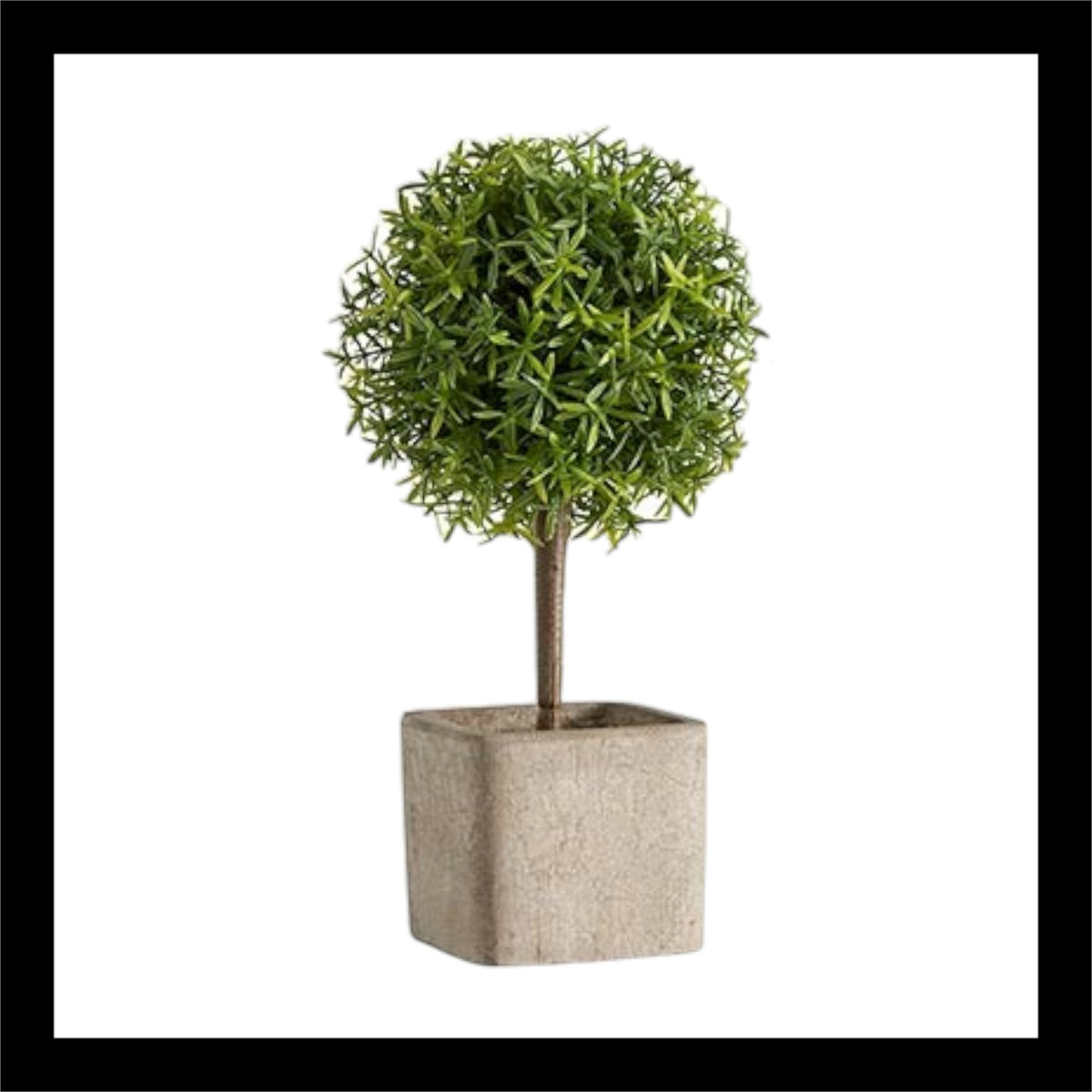 Faux potted rosemary topiary – Realistic artificial rosemary plant in a square stone pot, perfect for home, office, or tabletop decor.