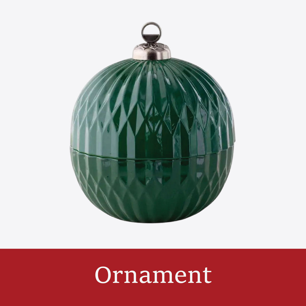 Green glass ornament candle for Paisley Christmas Candle Making Experience