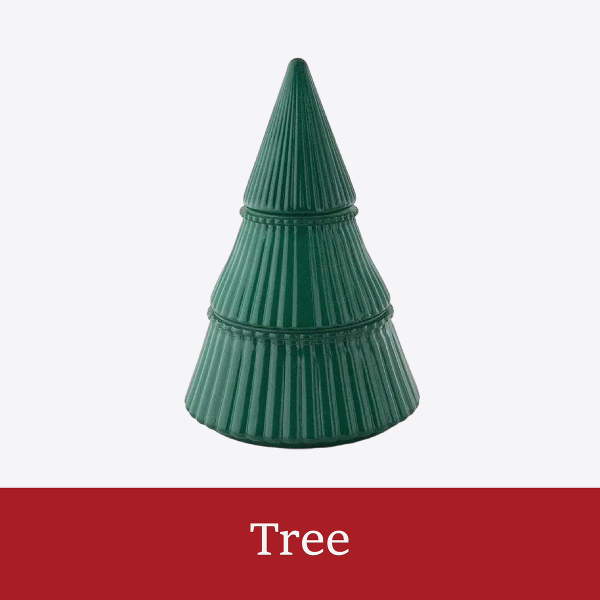 Evergreen tiered glass Christmas tree candle for Paisley Christmas Candle Making Experience