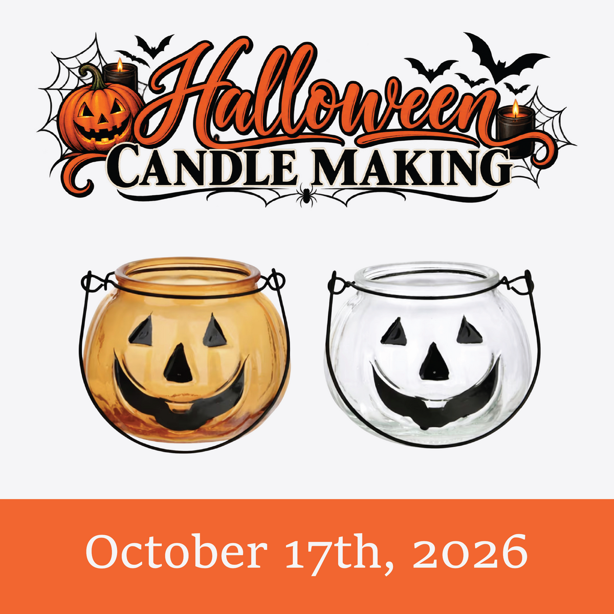 Halloween Candle Making Experience October 10 at Paisley Candle & Home in Kearney Missouri featuring Jack-O'-Lantern candles