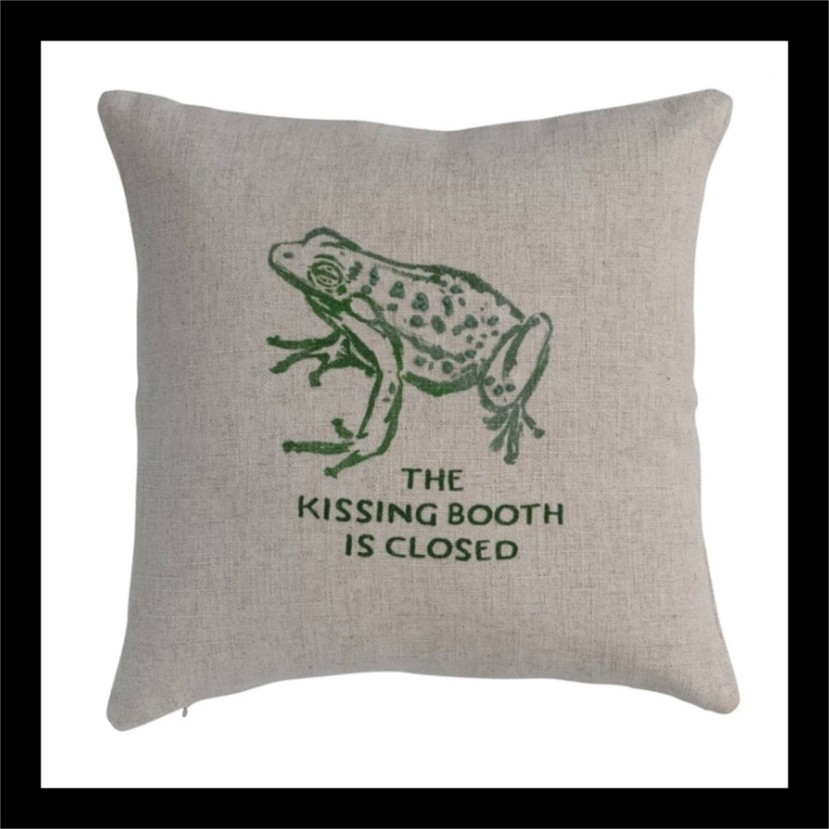 The Kissing Frog Pillow – 16” Square Linen Accent Pillow