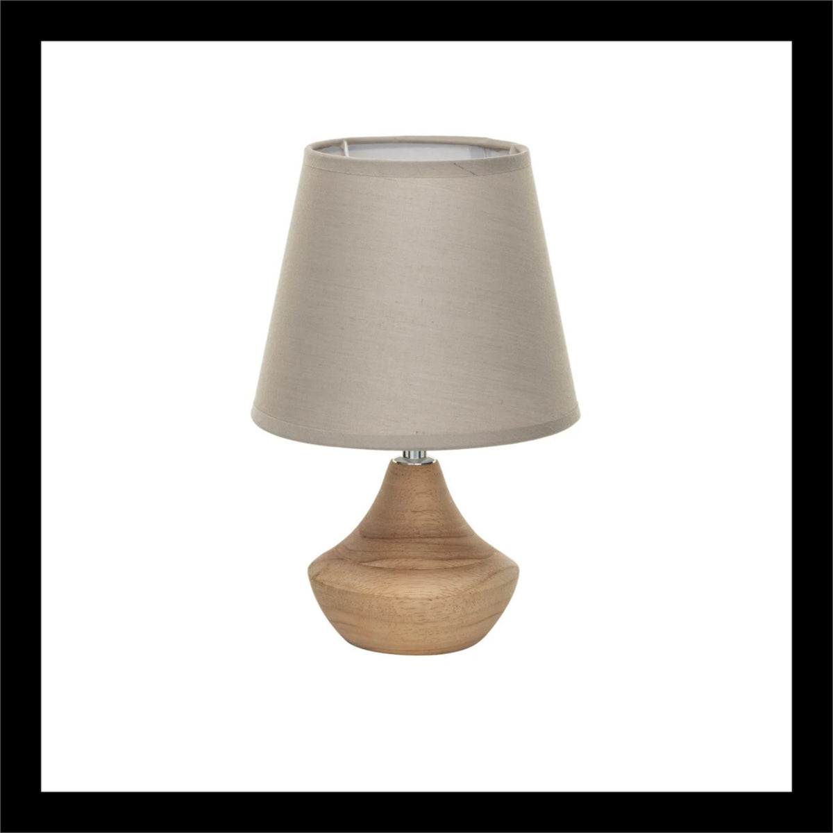 Rubberwood and Linen Table Lamp – Compact and Stylish Lighting