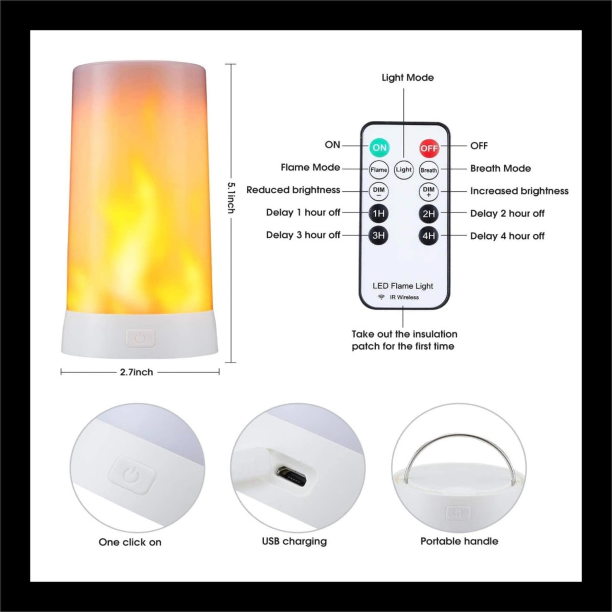 Rechargeable LED Flame Candle with USB & Remote Control – Fia Flame 5-Inch