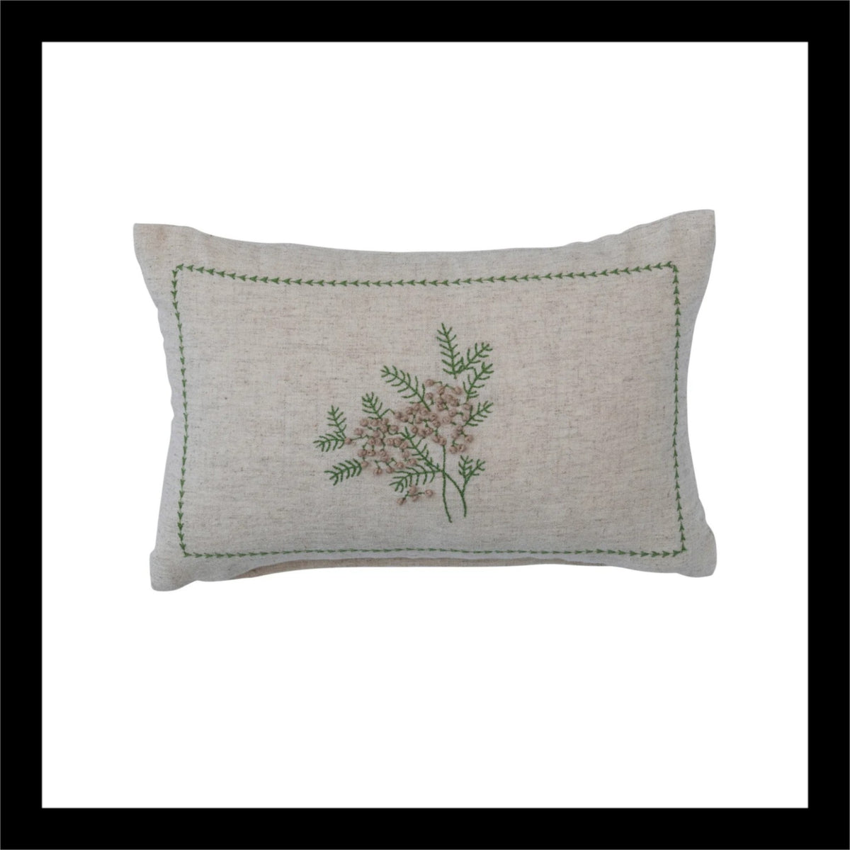 Embroidered Floral Throw Pillow